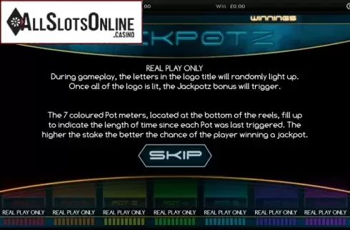 Screen 1. Jackpotz from CORE Gaming