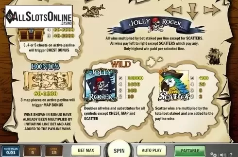 Paytable 1. Jolly Roger (Play'n Go) from Play'n Go