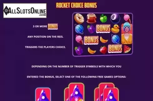Rocket choice bonus screen
