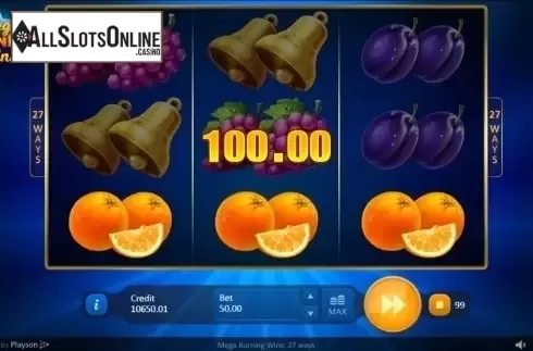 Win Screen 1. Mega Burning Wins 27 ways from Playson