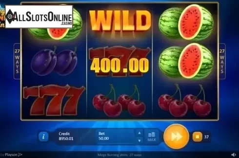 Win Screen 3. Mega Burning Wins 27 ways from Playson