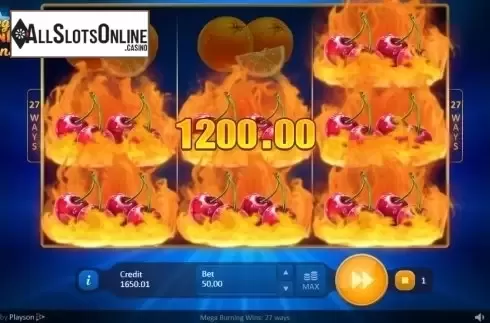 Win Screen 4. Mega Burning Wins 27 ways from Playson