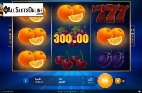 Win Screen 2. Mega Burning Wins 27 ways from Playson