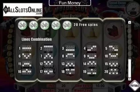 Screen3. Motor Slot Speed Machine from SkillOnNet