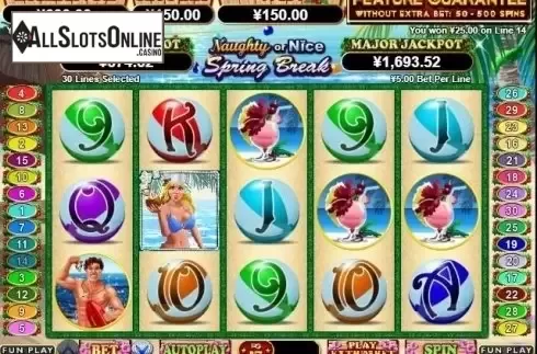 Win Screen. Naughty or Nice Spring Break from RTG