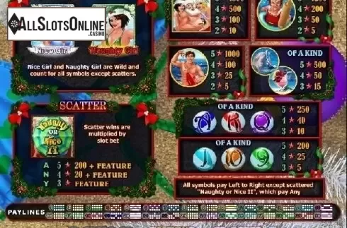 Paytable. Naughty or Nice Spring Break from RTG