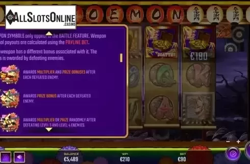 Weapons symbol screen