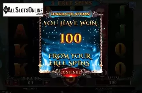 Win Free Spins screen
