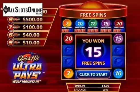 Free Spins screen 2