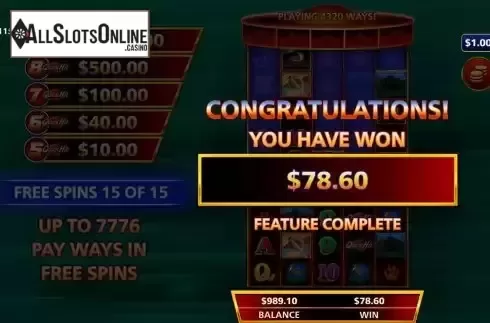 Win Free Spins screen