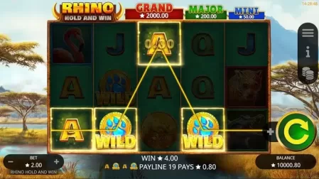 Rhino Hold and Win slot screenshot 2