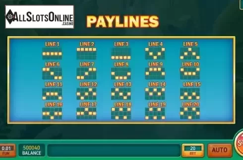 Pay Lines screen