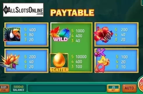 Pay Table screen