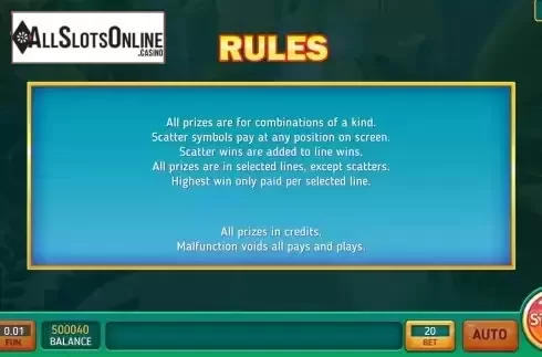 Game Rules screen