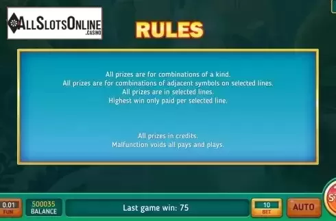 Game Rules screen