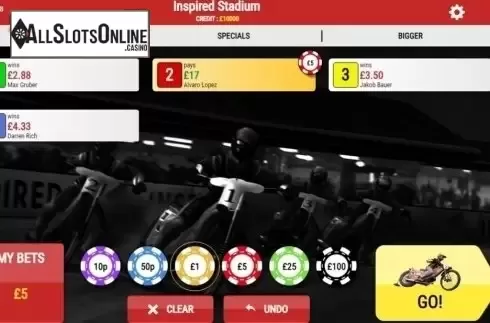 Reel screen. Rush Speedway Go! from Inspired Gaming