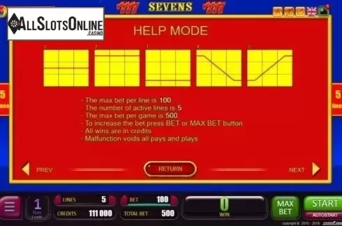 Paylines. Sevens (Belatra Games) from Belatra Games