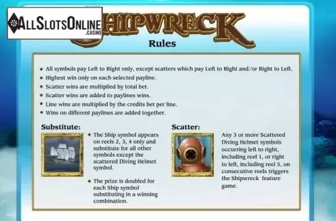 Paytable 2. Shipwreck from Bwin.Party