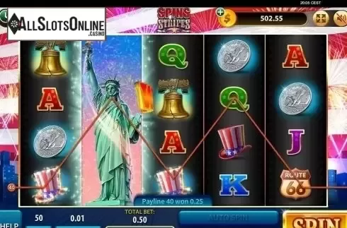 Win Screen . Spins and Stripes from Bwin.Party