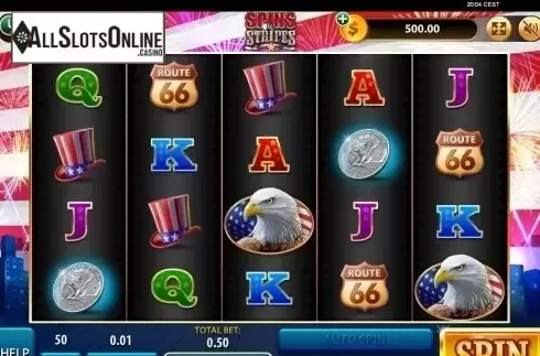Game Workflow screen. Spins and Stripes from Bwin.Party