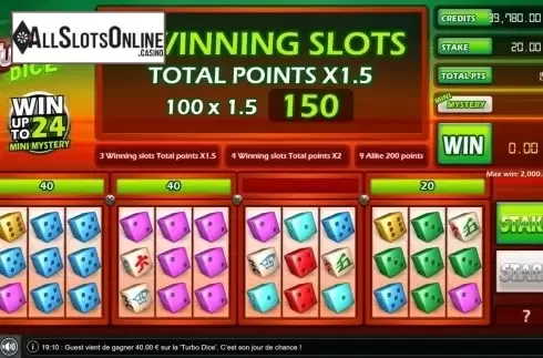Win Screen 2. Turbo Dice (Gaming1) from GAMING1