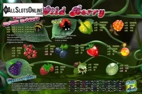 Paytable . Wild Berry from Genii