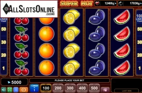 Game Workflow screen. 100 Super Hot from EGT