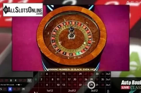 Game Screen. Auto Roulette Classic 1 Live from Authentic Gaming