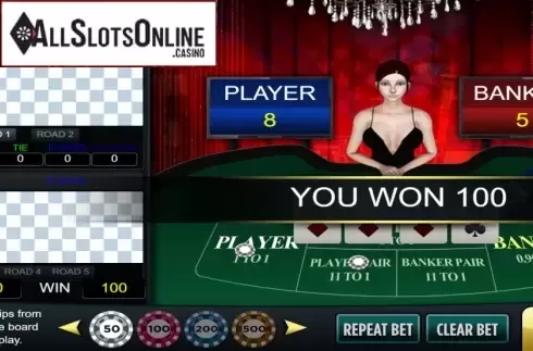 Win Screen. Baccarat Deluxe (Vela Gaming) from Vela Gaming
