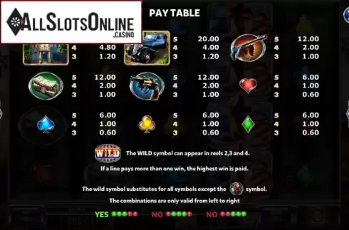 Paytable. Bonnie & Clyde (Red Rake) from Red Rake