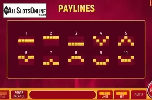 Pay Lines screen