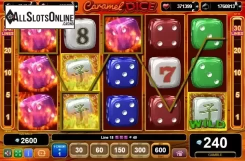 Win Screen. Caramel Dice from EGT