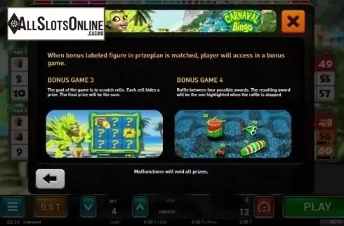 Bonus Game. Carnaval Bingo from MGA