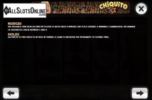 Paytable 2. Chiquito from MGA