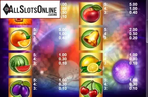 Paytable 2. Dancing Bananas from Casino Technology