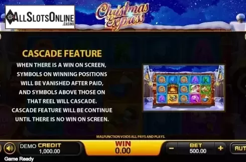 Cascading feature screen