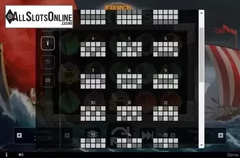 Paylines screen