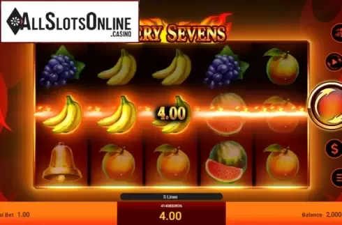 Win screen 3. Fiery Sevens from Spadegaming