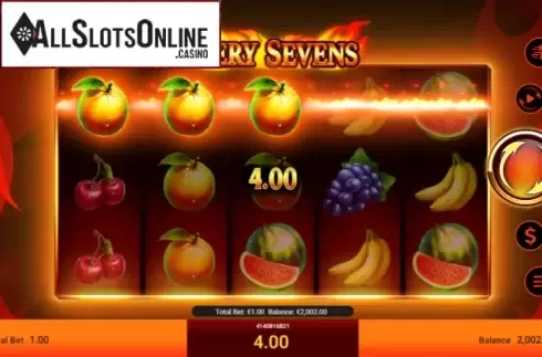 Win screen 1. Fiery Sevens from Spadegaming