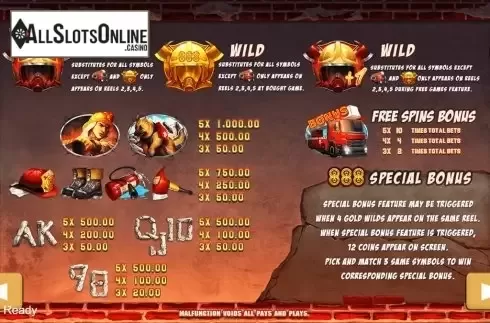 Paytable . Fire Hero from PlayStar