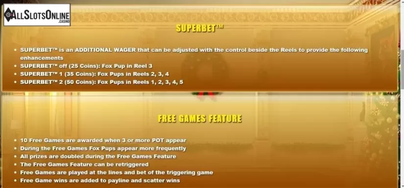Paytable 2. Foxin' Wins - A Very Foxin' Christmas from NextGen