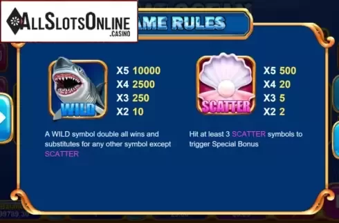 Paytable 1. Great Ocean (Triple Profits Games) from Triple Profits Games