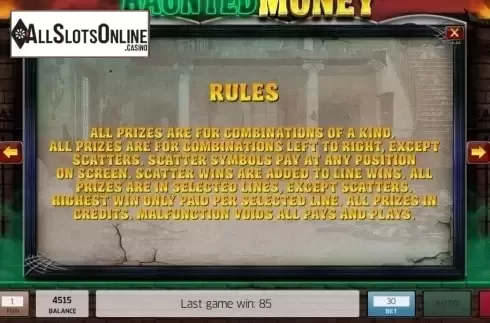 Rules. Haunted Money from InBet Games