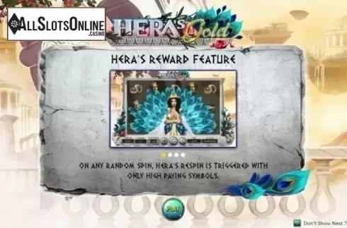 Start Screen. Hera's Gold from ReelNRG