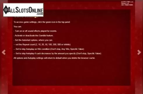 Paytable 4. Hot Fruits (iGaming2go) from iGaming2go
