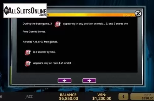 Paytable 1. Jazz from High 5 Games