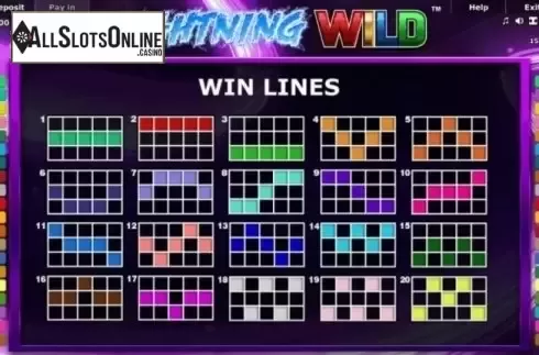 Paytable 4. Lightning Wild from Greentube