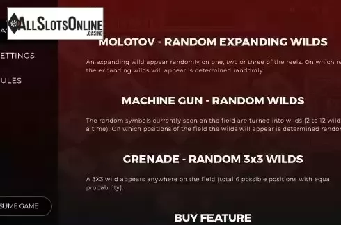 Features screen