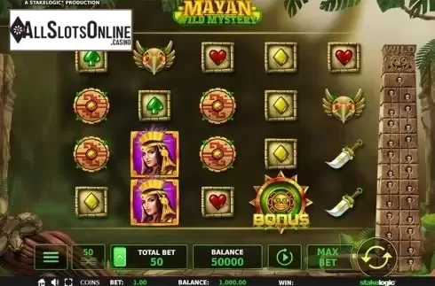 Reels screen. Mayan Wild Mystery from StakeLogic