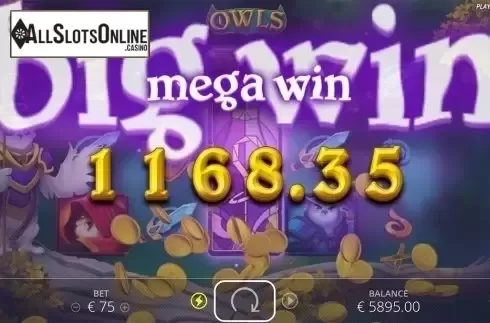 Big win screen. Owls from Nolimit City